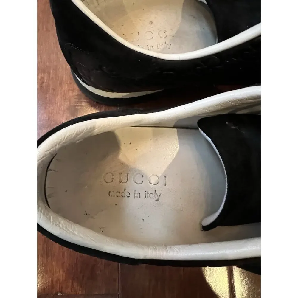 Gucci Guccissi Mens Size 8.5‎ Leather Low Top GG Stripe Made in Italy Sneakers